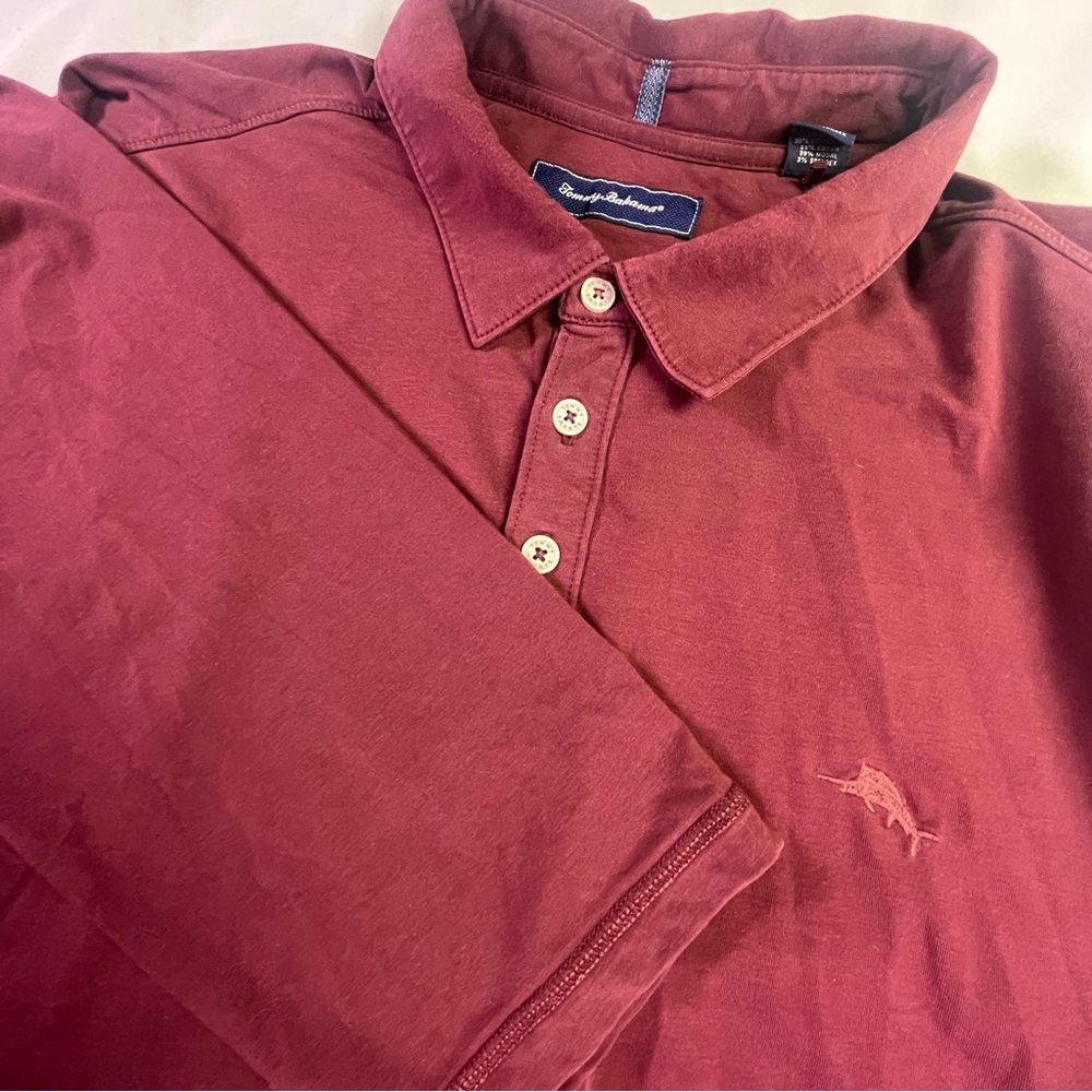 Tommy Bahama Men's 3XL Burgundy Long Sleeved Polo Shirt